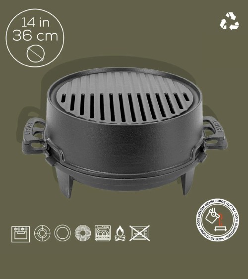 BARBECUE EN FONTE ROND NOIR Ø 36 CM BEH TUNISIE
