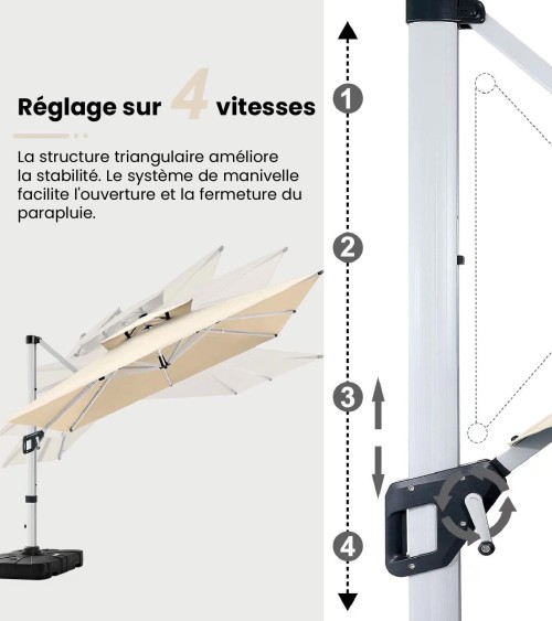 PARASOL SHADAW 3M BLANC BEH TUNISIE