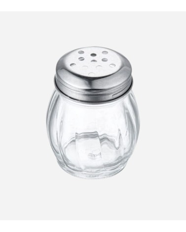 SAUPOUDREUSE À FROMAGE EN VERRE AVEC COUVERCLE PERFORÉ EN INOX 18CL