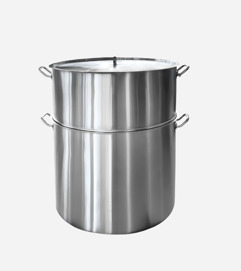 COUSCOUSSIER INOX Ø 60 CM – H 35 CM AVEC MARMITE ET COUVERCLE // BEH TUNISIE
