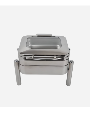 CHAFING DISH CARRÉ AVEC COUVERCLE EN VERRE 5.6 LITRES - BEH TUNISIE
