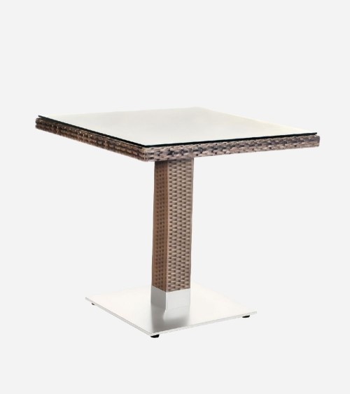 TABLE MERANO CARREE ROTIN-ALUM BEIGE TOP - BEH TUNISE