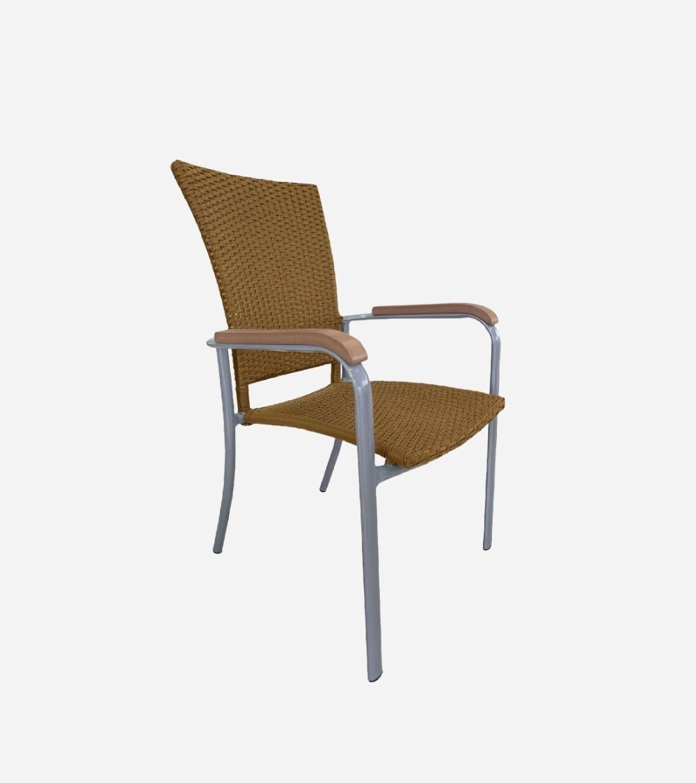 CHAISE SABA ALUM-ROTIN BEIGE AVEC ACCOUDOIRES - BEH TUNISIE