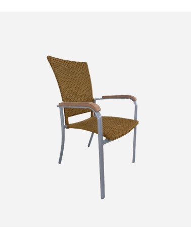 CHAISE SABA ALUM-ROTIN BEIGE AVEC ACCOUDOIRES - BEH TUNISIE
