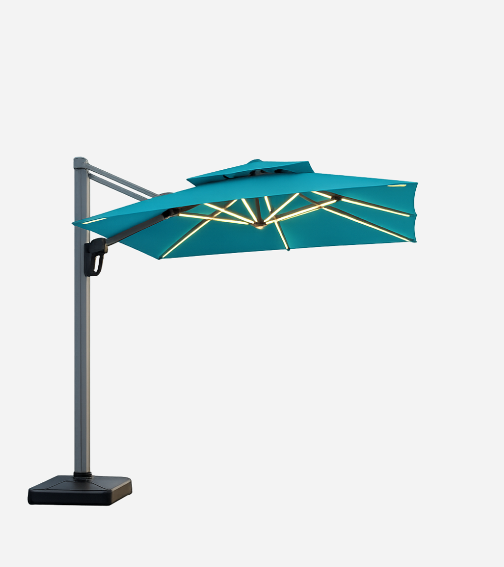 PARASOL AURORA LED 3*3 HDP BLEU - BEH TUNISIE