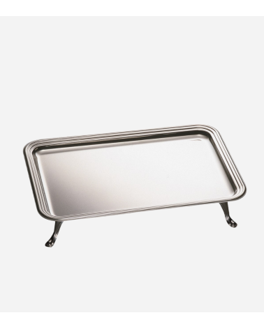PLATEAU RECTANGULAIRE DE PRÉSENTATION EN INOX SUR PIEDS PALACE – MEPRA